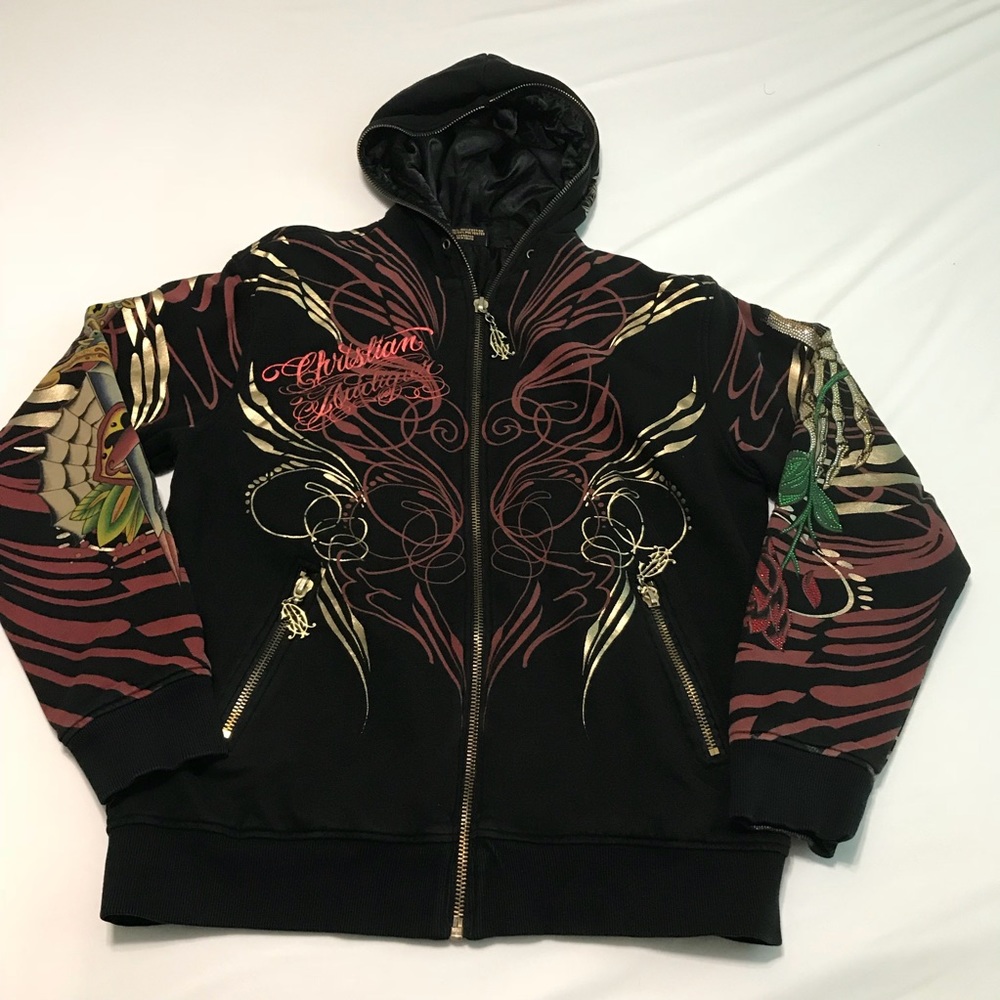 ❌Sold❌Christian Audigier Hooded Sweatshirt 💀